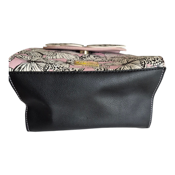 Luv Betsey by Betsey Johnson Pink & Black Butterfly Mini Backpack Gold Accents - Picture 3 of 11